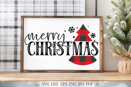 Merry Christmas SVG | Buffalo Plaid SVG | Christmas SVG | Winter svg | dxf and more! | Printable