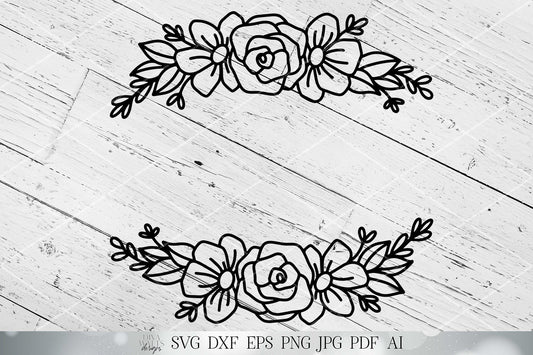 Hand Drawn Rose Frame SVG | Farmhouse Roses SVG | Farmhouse Floral SVG | dxf and more! | Printable