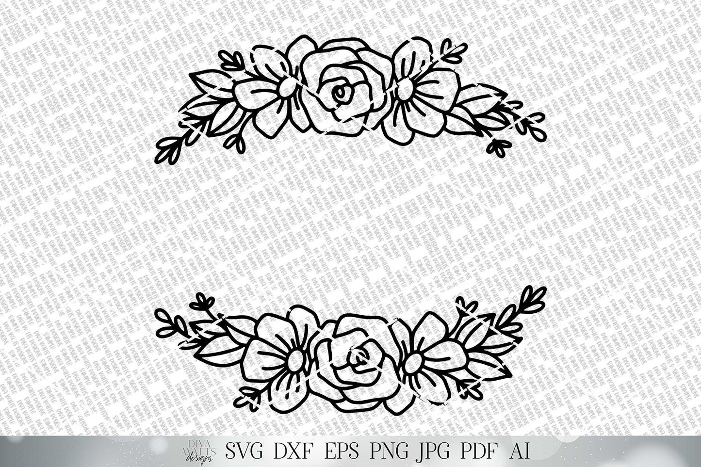 Hand Drawn Rose Frame SVG | Farmhouse Roses SVG | Farmhouse Floral SVG | dxf and more! | Printable