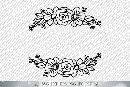 Hand Drawn Rose Frame SVG | Farmhouse Roses SVG | Farmhouse Floral SVG | dxf and more! | Printable