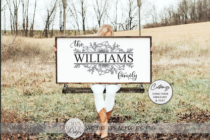 Family Last Name SVG | Floral Sign SVG | Farmhouse SVG | dxf and more!