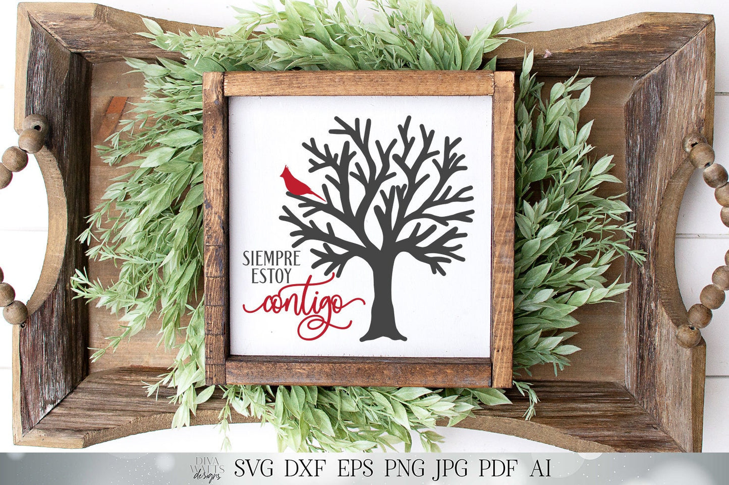Siempre Estoy Contigo SVG | I Am Always With You SVG | Spanish SVG | Red Cardinal In Tree | dxf and more! | Printable