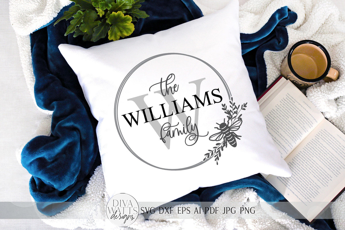 Summer Bee Monogram Wreath SVG | Farmhouse Sign SVG | dxf and more!