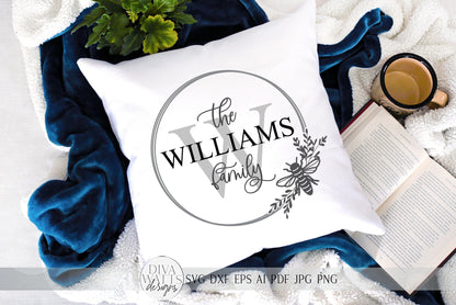 Summer Bee Monogram Wreath SVG | Farmhouse Sign SVG | dxf and more!