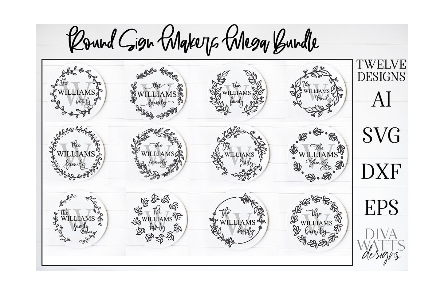 Round Monogram Sign Making Bundle | Farmhouse Sign Bundle | SVG Bundle | dxf and eps included! | Glowforge SVG