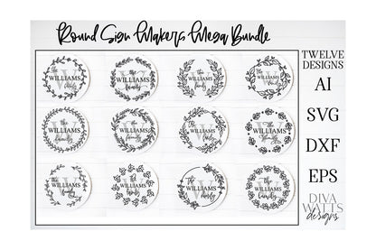 Round Monogram Sign Making Bundle | Farmhouse Sign Bundle | SVG Bundle | dxf and eps included! | Glowforge SVG