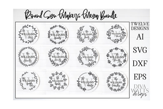 Round Monogram Sign Making Bundle | Farmhouse Sign Bundle | SVG Bundle | dxf and eps included! | Glowforge SVG