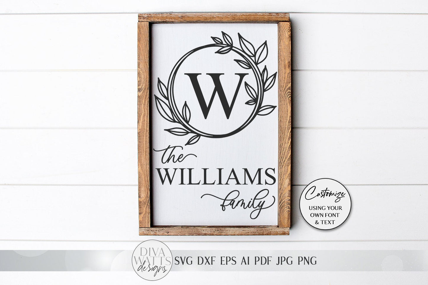 Family Monogram SVG | Farmhouse Last Name Sign SVG | Hand Drawn Wreath SVG | dxf and more! | Printable