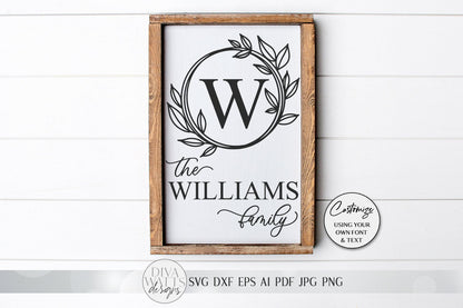 Family Monogram SVG | Farmhouse Last Name Sign SVG | Hand Drawn Wreath SVG | dxf and more! | Printable