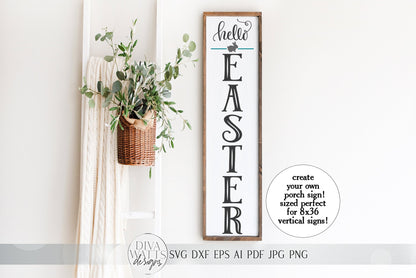 Hello Easter Vertical SVG | Farmhouse Vertical Sign SVG | dxf and more