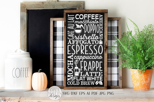 Coffee Bar Subway Sign SVG | Coffee Menu SVG | Farmhouse Kitchen Sign SVG | dxf and more