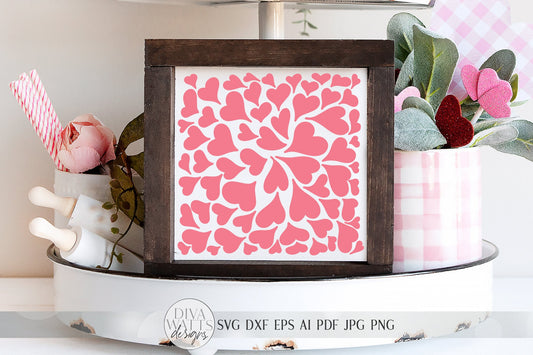 Valentine's Hearts Pattern SVG | Background SVG | Farmhouse Heart SVG | dxf and more!