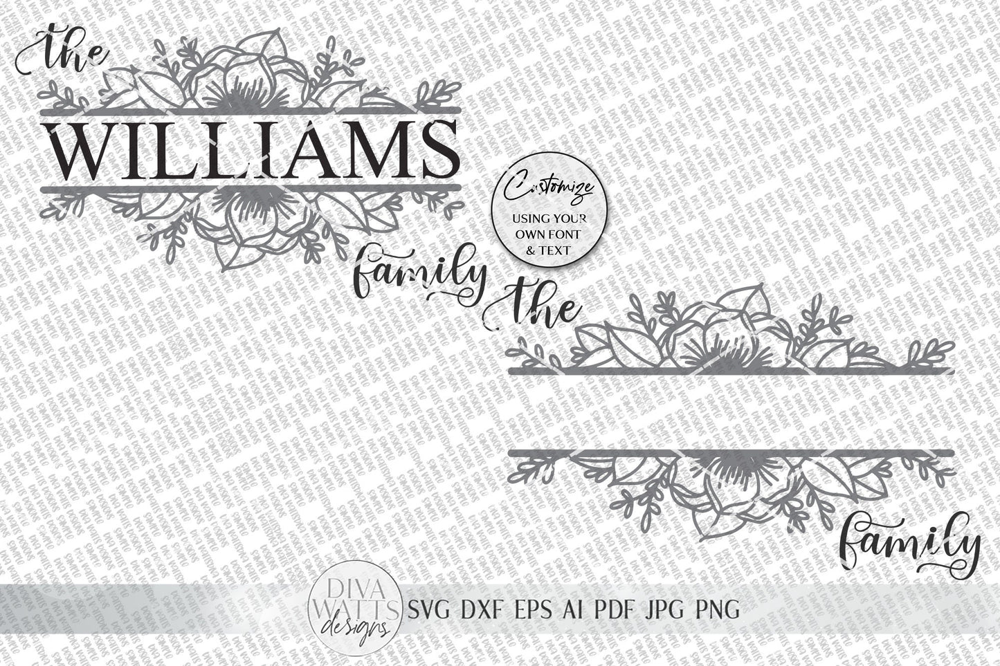 Family Last Name SVG | Floral Sign SVG | Farmhouse SVG | dxf and more!