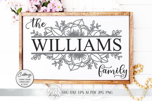 Family Last Name SVG | Floral Sign SVG | Farmhouse SVG | dxf and more!