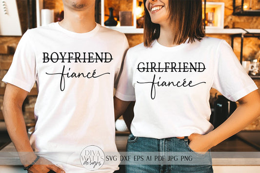 Engagement SVG Set | Fiancée and Fiancé Matching Shirts | dxf and more