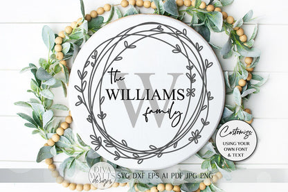 Monogram Wreath SVG | Farmhouse Sign SVG | dxf and more