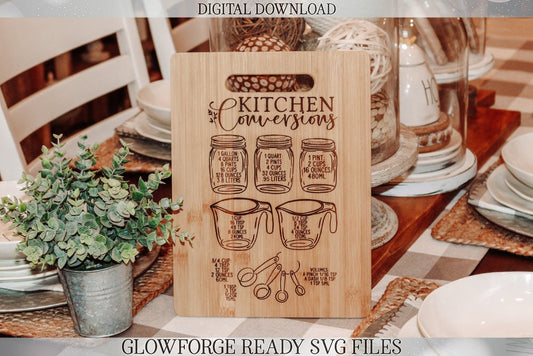Glowforge Kitchen Conversions Chart | Kitchen Meaurements SVG