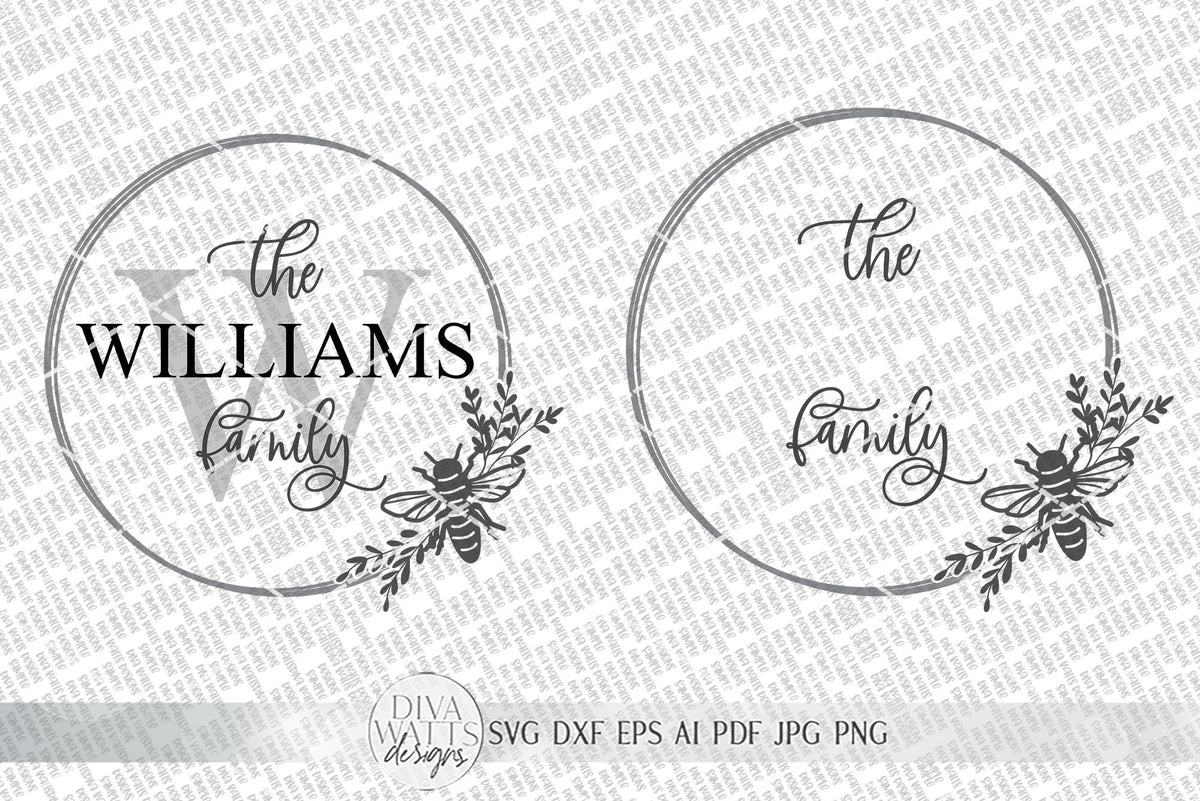 Summer Bee Monogram Wreath SVG | Farmhouse Sign SVG | dxf and more!
