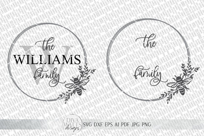 Summer Bee Monogram Wreath SVG | Farmhouse Sign SVG | dxf and more!