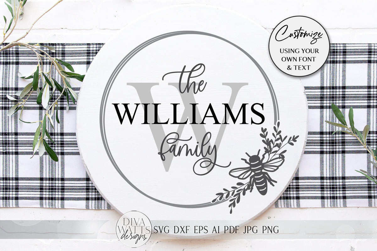 Summer Bee Monogram Wreath SVG | Farmhouse Sign SVG | dxf and more!