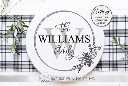 Summer Bee Monogram Wreath SVG | Farmhouse Sign SVG | dxf and more!