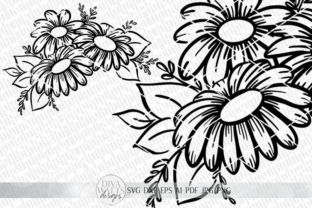 Daisy Floral Arrangement SVG | Farmhouse Flowers | DXF and more!