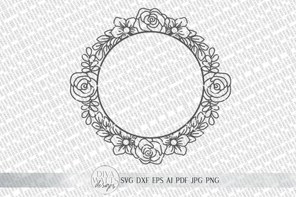 Floral Rose Monogram Wreath SVG | Farmhouse Sign SVG | dxf and more