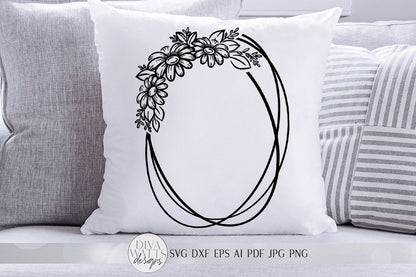 Oval Daisy Wreath SVG  | Boho Farmhouse Floral Wreath | dxf and more