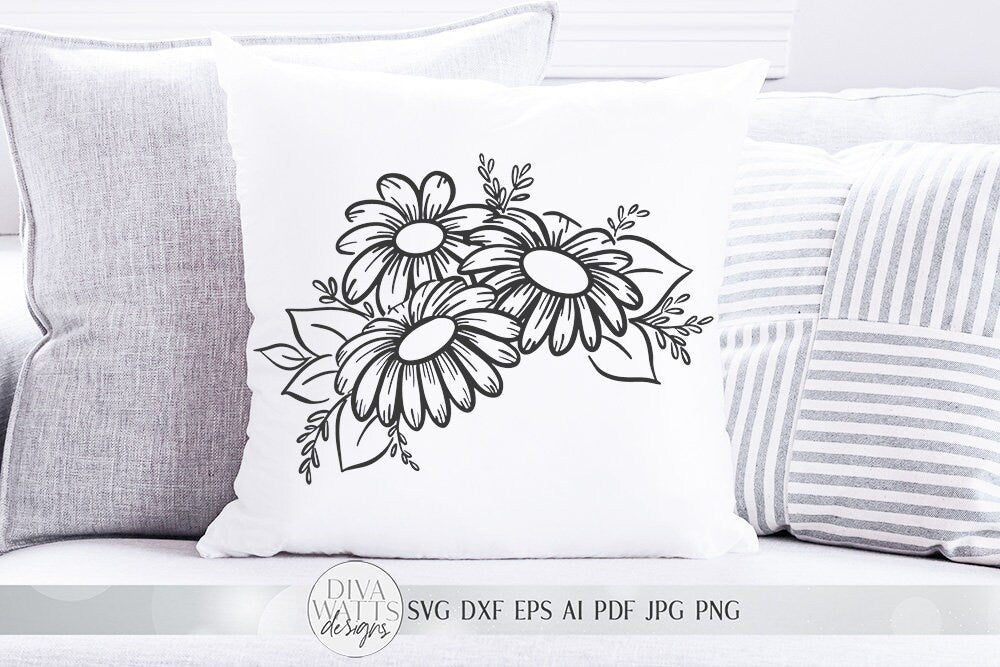 Daisy Floral Arrangement SVG | Farmhouse Flowers | DXF and more!