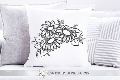 Daisy Floral Arrangement SVG | Farmhouse Flowers | DXF and more!