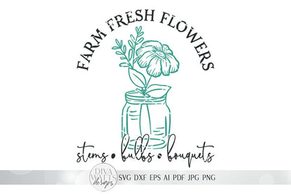 Farm Fresh Flowers SVG | Farmhouse Spring Sign Design | dxf and more