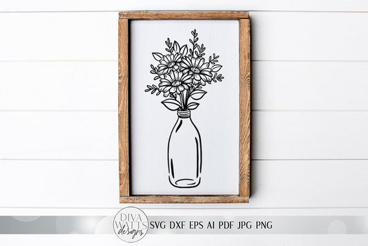 Boho Daisies SVG | Modern Farmhouse Hand Drawn Art | DXF and more