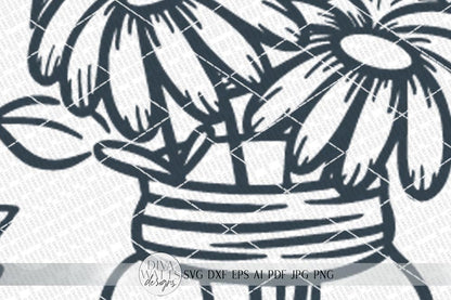 Mason Jar Flower Arrangement SVG | Farmhouse Sign | dxf and more