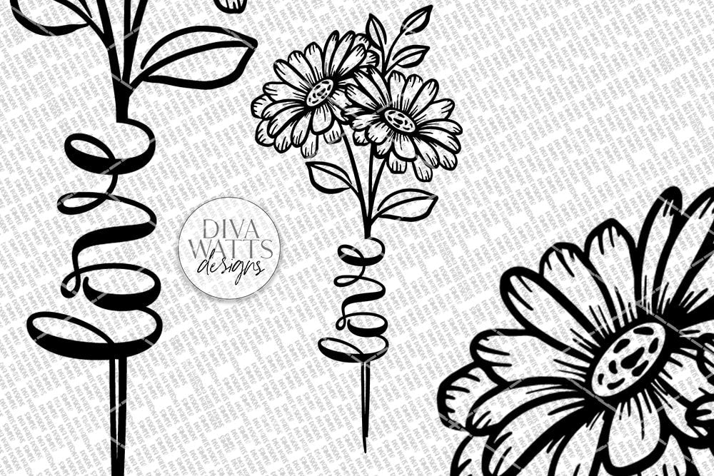 Daisies Bunch SVG | Love Design For Sign | DXF and more!