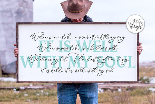 It Is Well With My Soul SVG | Christian Lyrics Sign | Farmhouse Wall Decor | DXF and More