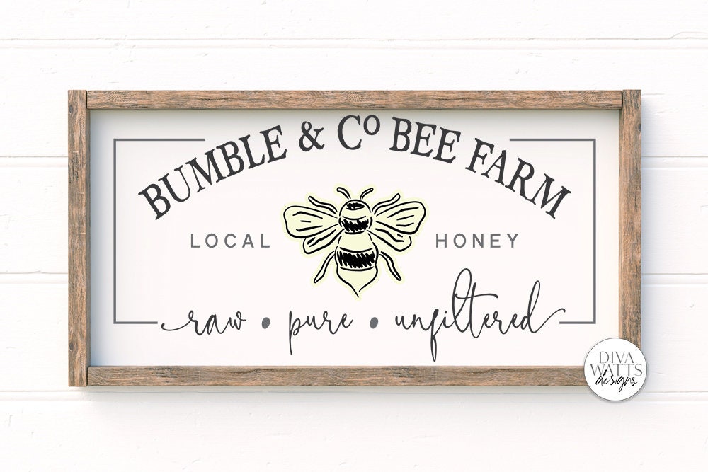 Bumble & Co Bee Farm SVG | Farmhouse Bees Sign | dxf and more