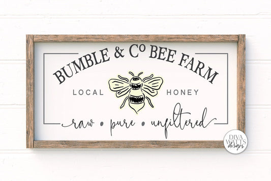Bumble & Co Bee Farm SVG | Farmhouse Bees Sign | dxf and more