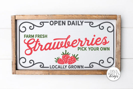 Farm Fresh Strawberries SVG | Farmhouse Summer Sign | DXF and more