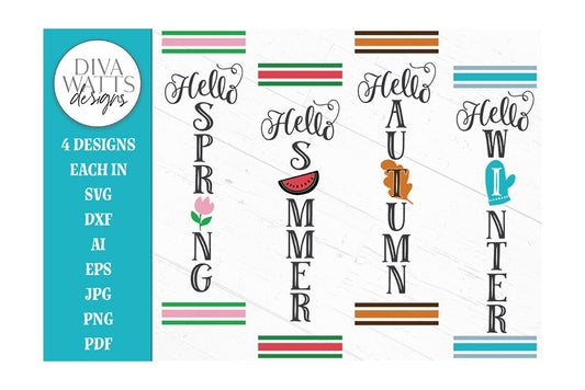 Seasonal Vertical Sign Bundle | Porch Sign | DXF and more!