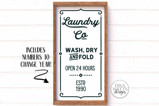 Laundry Co Vertical SVG | Farmhouse Laundry Sign | DXF and More