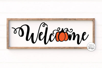 Welcome with Pumpkin SVG | Fall Autumn Halloween Farmhouse Sign Design