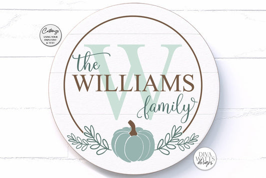 Fall Pumpkin Monogram Wreath SVG | Farmhouse Round Sign Design