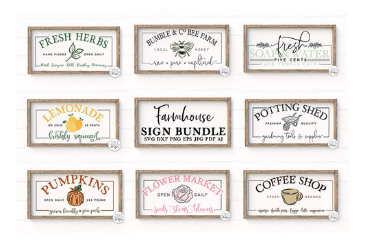Farmhouse SVG Sign Bundle - 8 Unique Designs!  DXF and More!
