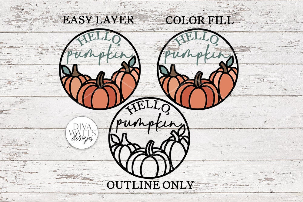 Hello Pumpkin Round Trio SVG | Fall Pumpkins Design