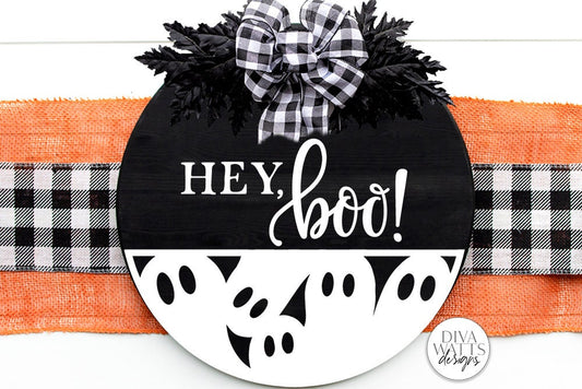 Hey Boo SVG | Halloween Round Sign Design