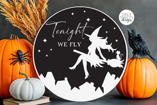 Tonight We Fly SVG | Halloween Flying Witch Design