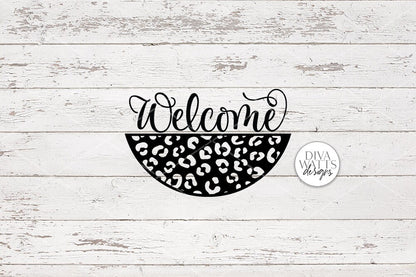 Welcome With Leopard Spots Half Round | Round Sign SVG