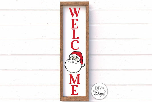 Welcome with Santa SVG | Christmas Vertical Sign Design