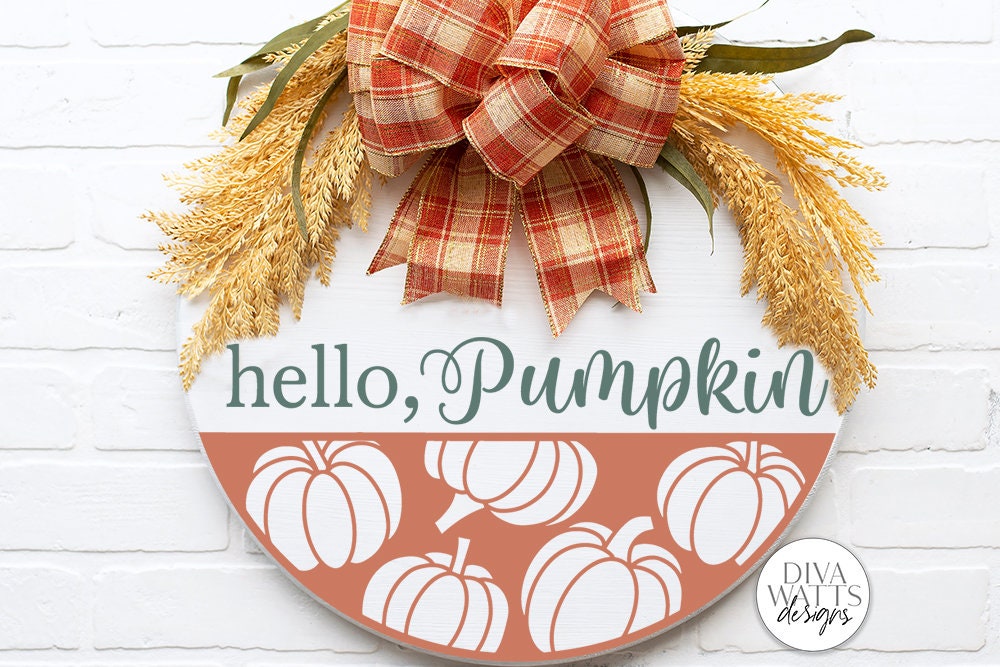 Hello Pumpkin SVG | Fall Round Sign Design