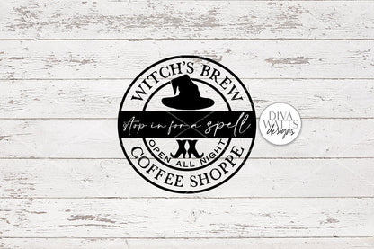 Witch's Brew Coffee Shoppe | Halloween Kitchen Round Sign Design